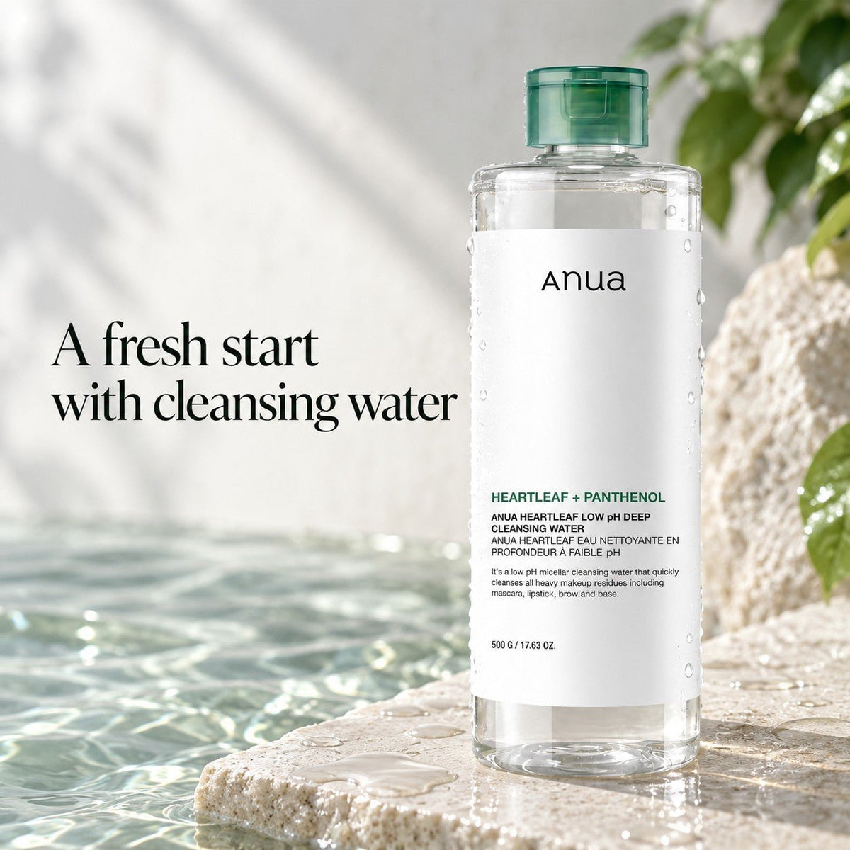 Anua - eau nettoyante profonde à pH bas Heartleaf, 500g - Rosalinaboutique