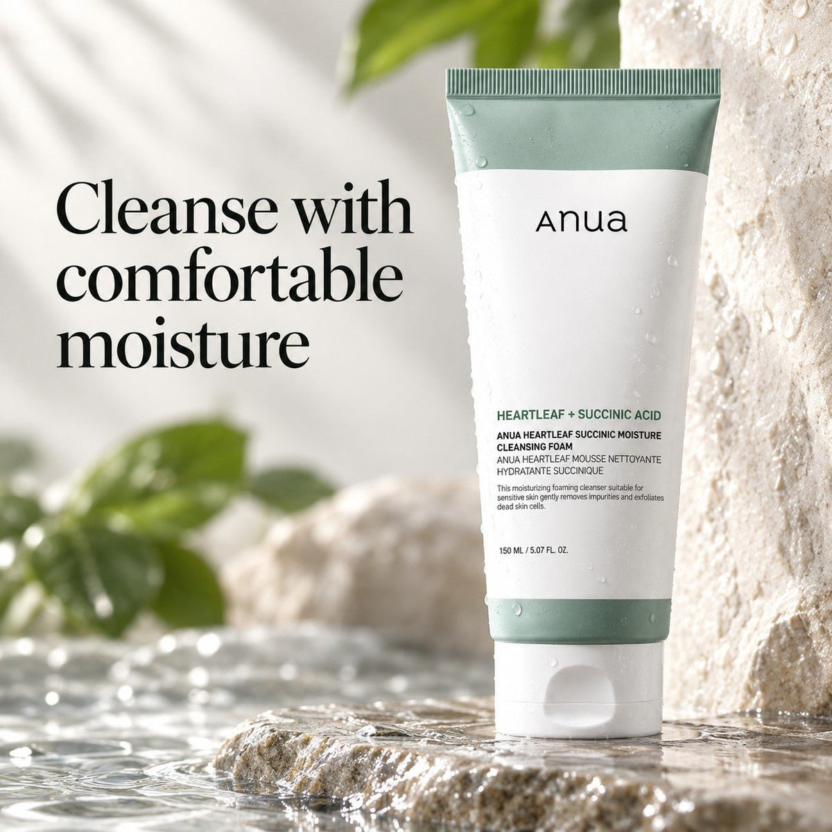 Anua - mousse nettoyante hydratante à l'acide succinique Heartleaf, 150ml - Rosalinaboutique