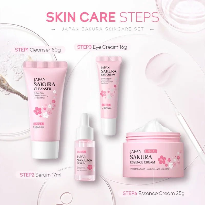 Laikou - japan sakura ensemble de soins de la peau kit de 4 pièces - Rosalinaboutique