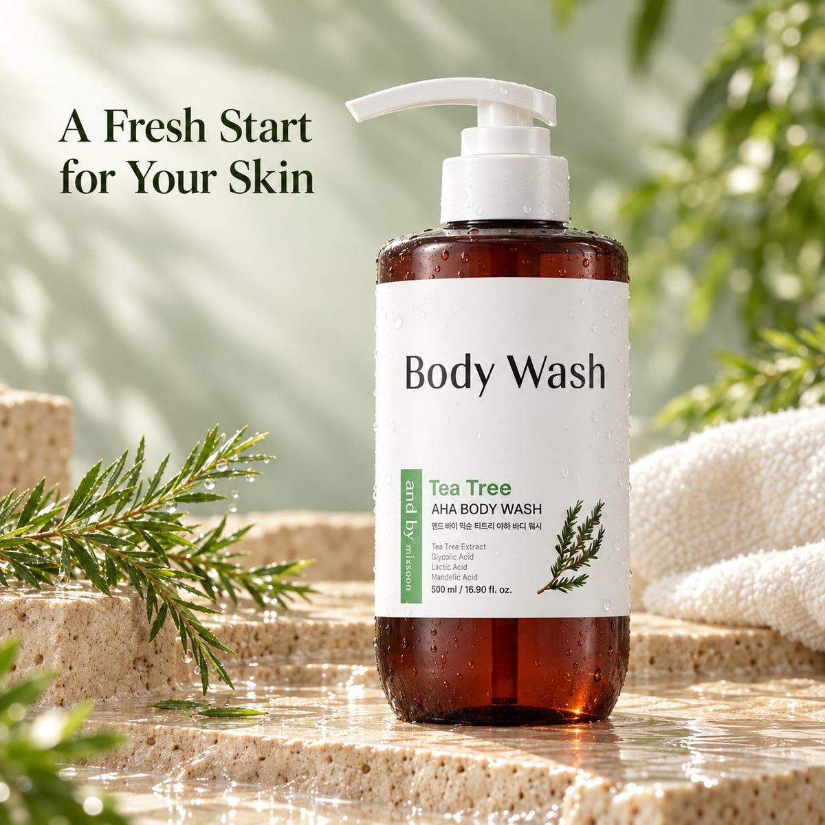 Mixsoon - gel douche tea tree AHA 500ml