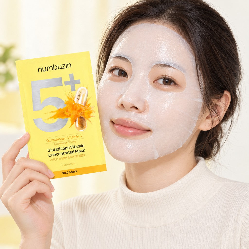 Numbuzin - No.5 Masque concentré vitaminé au glutathion, 5 feuilles
