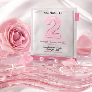Numbuzin - No.2 Masque de nuit au collagène PDRN Rose, 4 feuilles