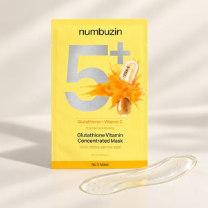 Numbuzin - No.5 Masque concentré vitaminé au glutathion, 5 feuilles