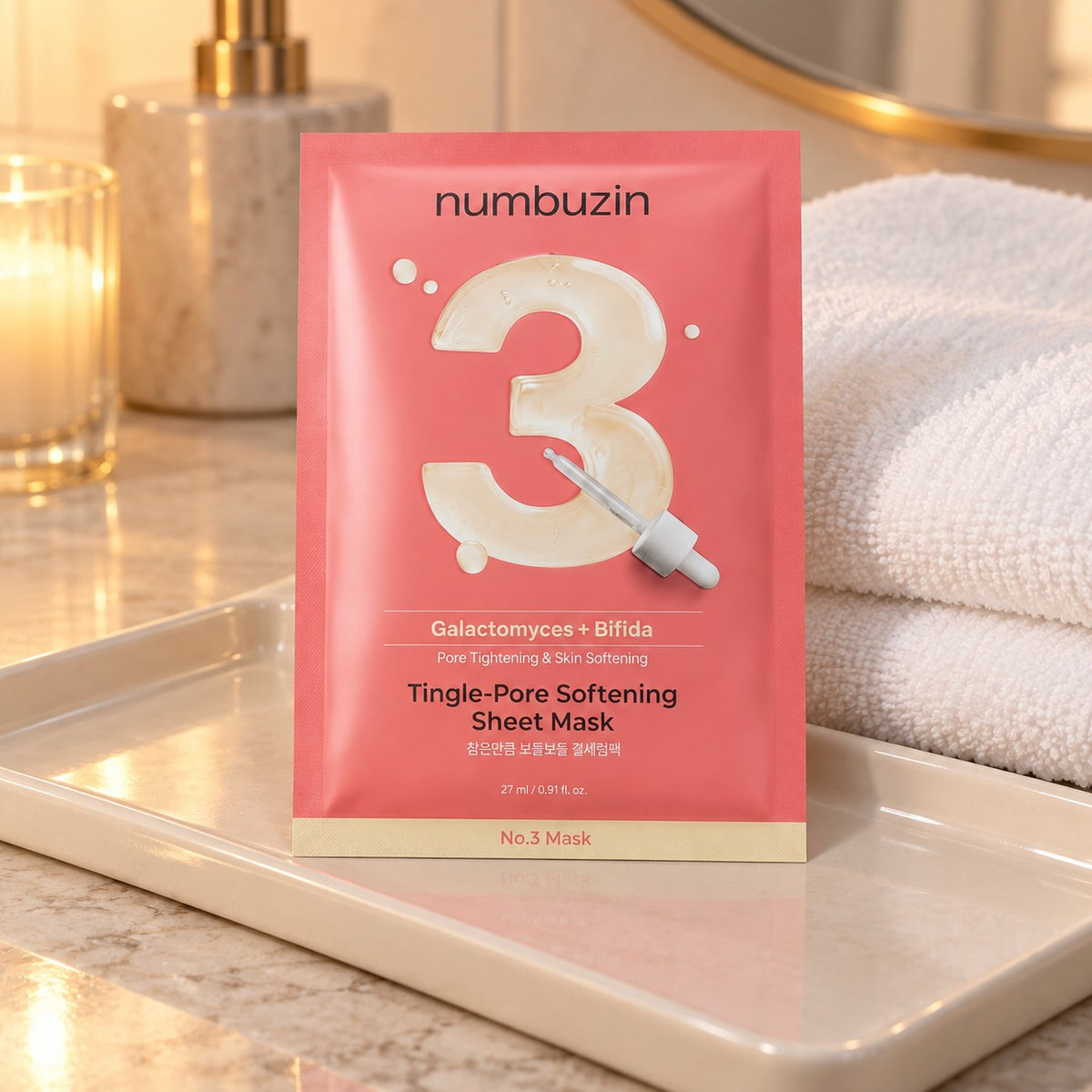 Numbuzin - No.3 Masque en tissu adoucissant pores Tingle-Pore, 5 feuilles