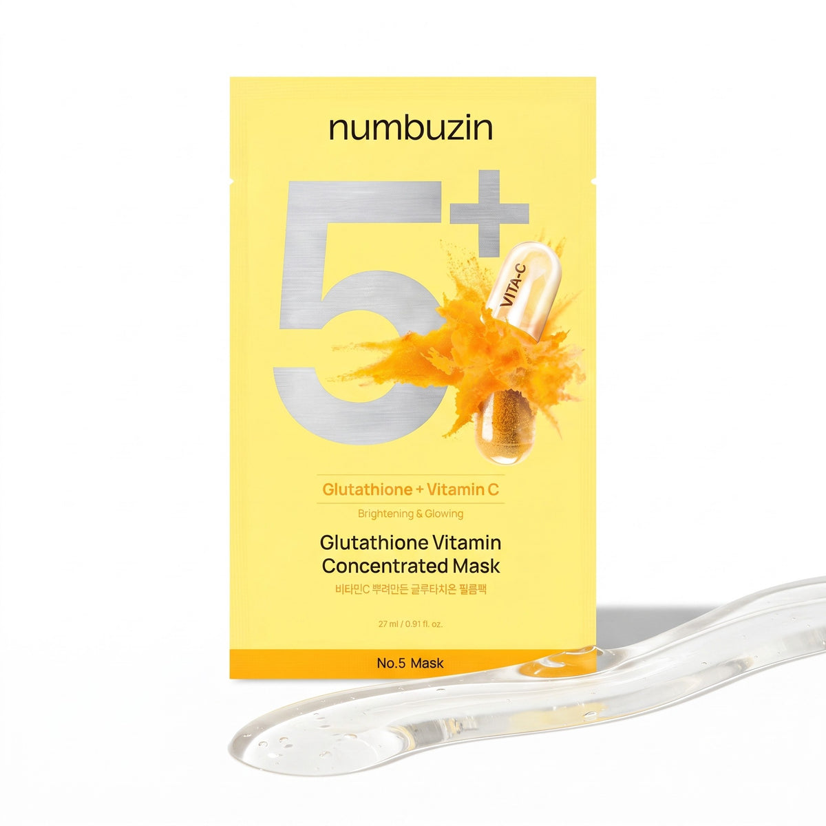 Numbuzin - No.5 Masque concentré vitaminé au glutathion, 5 feuilles