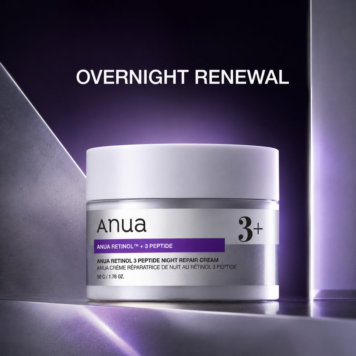 Anua - crème de nuit réparatrice rétinol et 3 peptides, 50g