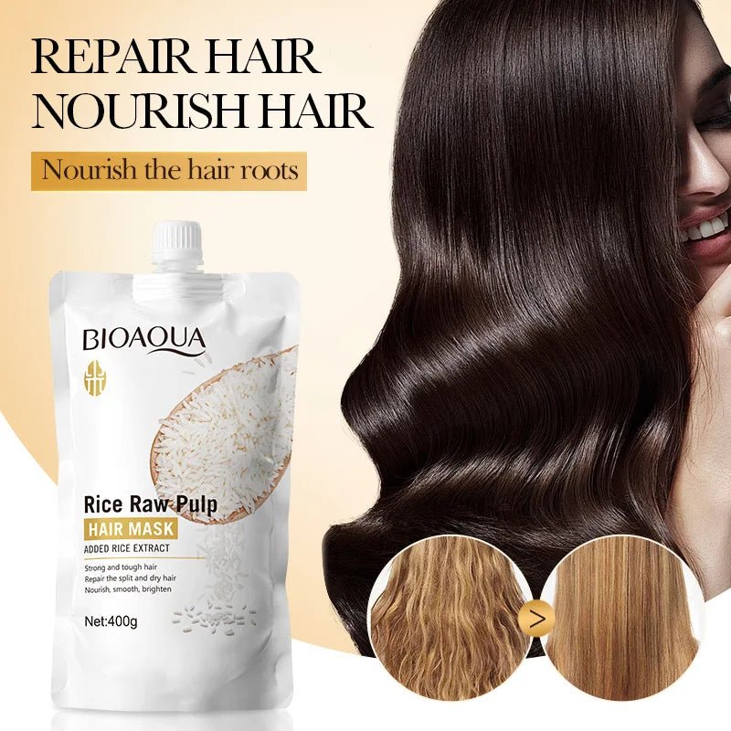 Bioaqua - masque capillaire magique 5 secondes à la pulpe de riz crue - Rosalinaboutique