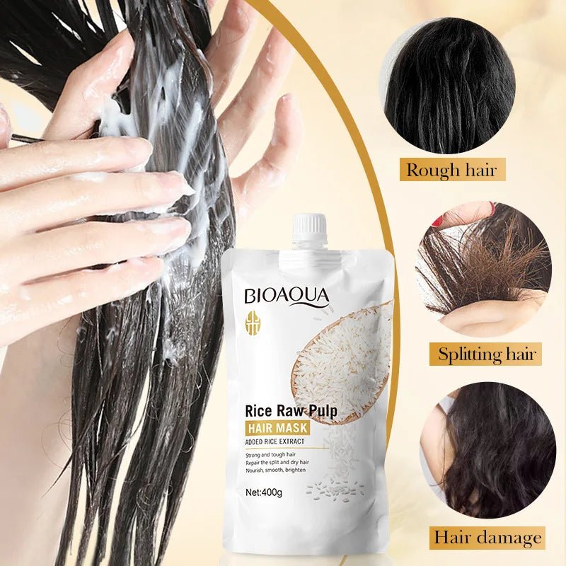 Bioaqua - masque capillaire magique 5 secondes à la pulpe de riz crue - Rosalinaboutique