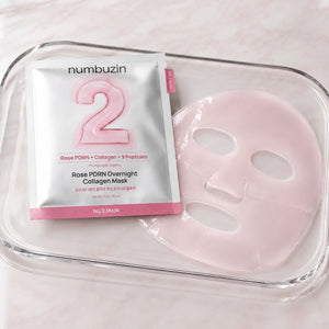 Numbuzin - No.2 Masque de nuit au collagène PDRN Rose, 4 feuilles