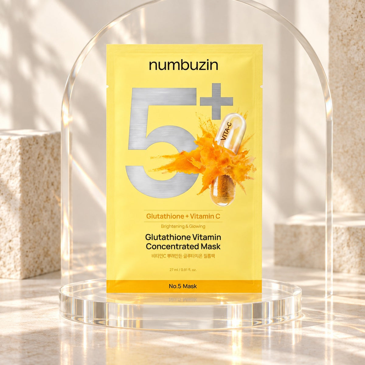 Numbuzin - No.5 Masque concentré vitaminé au glutathion, 5 feuilles