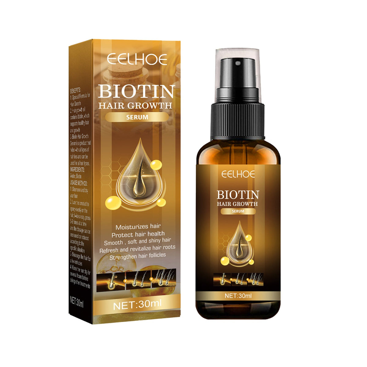 Eelhoe - spray capillaire à la biotine pour la perte de cheveux - Rosalinaboutique