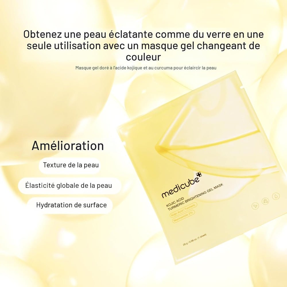 Medicube - masque en gel à la gelée d'or à l'acide kojique et au curcuma 4 unités - Rosalinaboutique