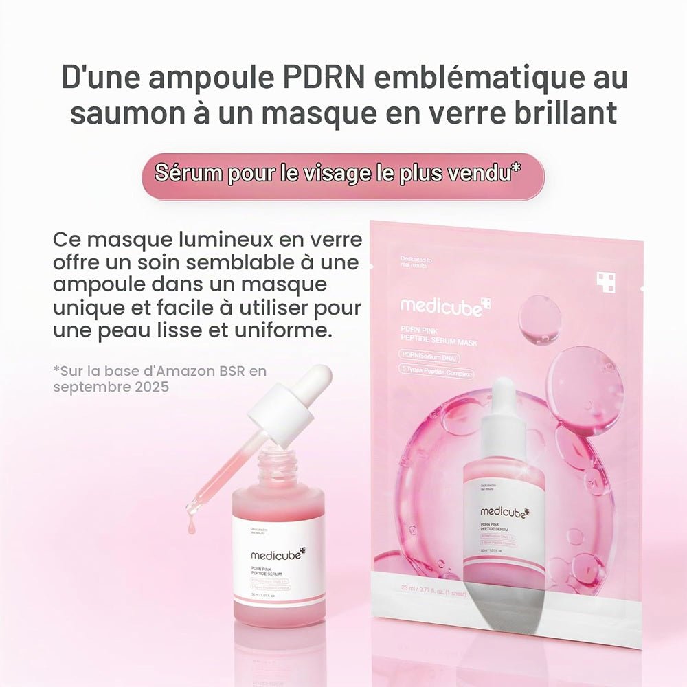 Medicube - PDRN Masque à ampoule aux peptides roses - 10 unités - Rosalinaboutique