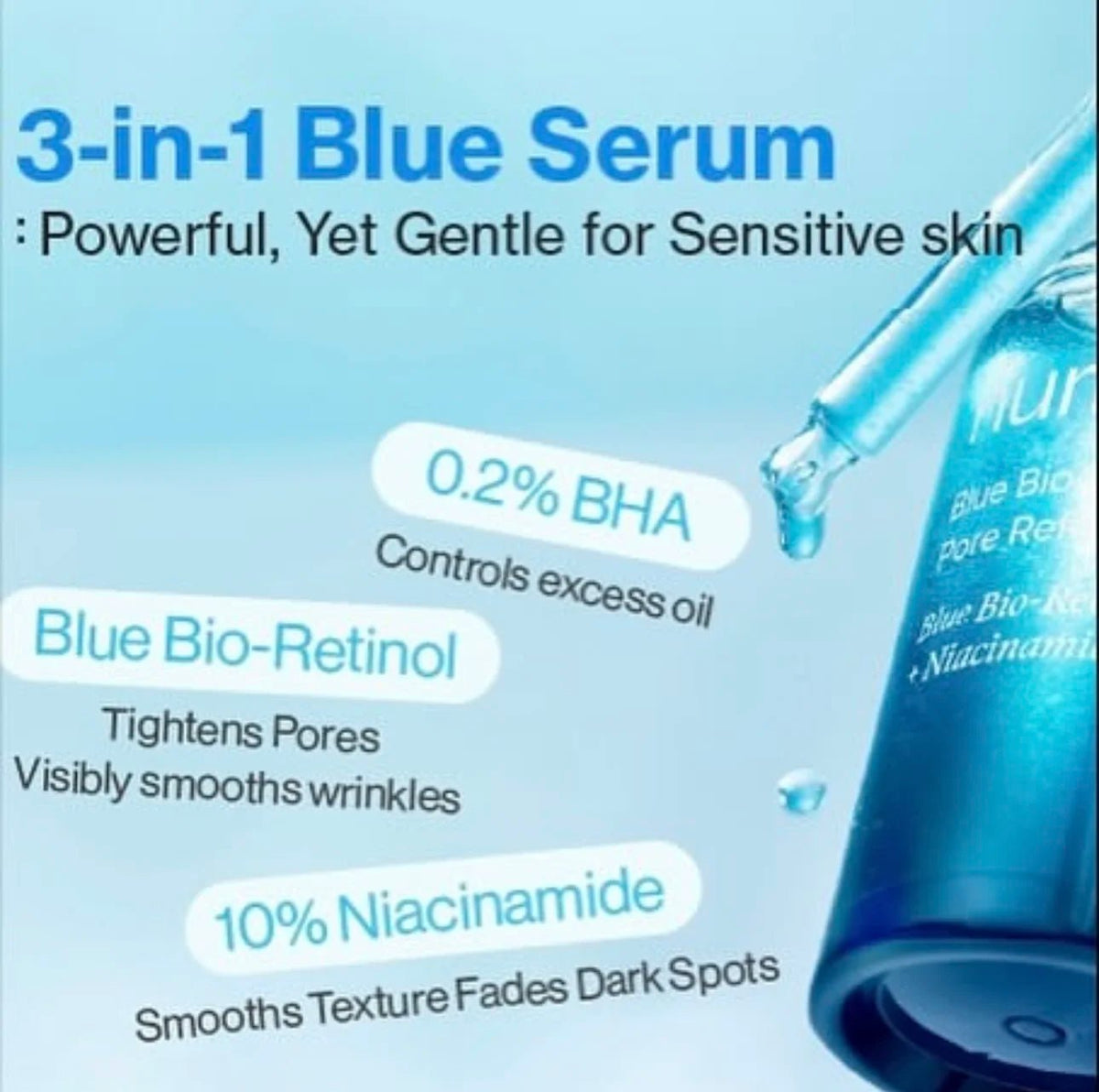 Numbuzin No.3 - Sérum purifiant pour les pores Blue Bio - Retinol 30 ml - Rosalinaboutique