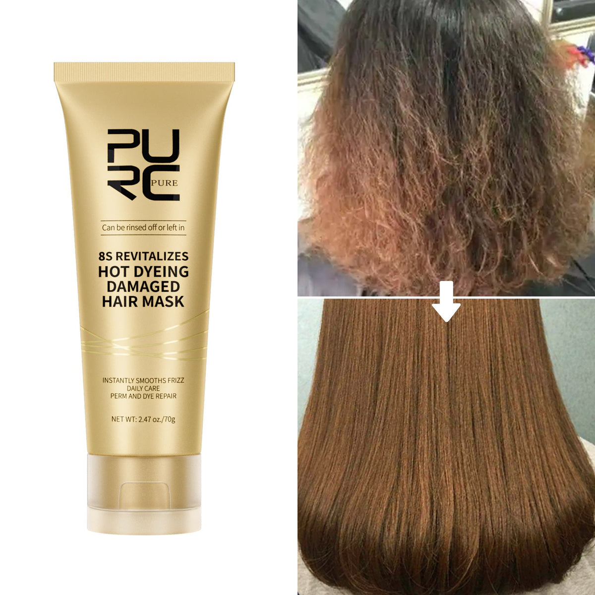 Purc - masque capillaire réparateur a la kératine 70ml - Rosalinaboutique