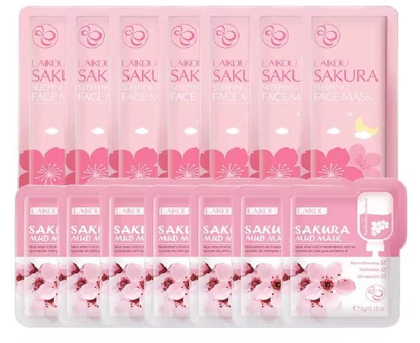 Sakura - masques a la boue et masque de nuits 14 pièces - Rosalinaboutique