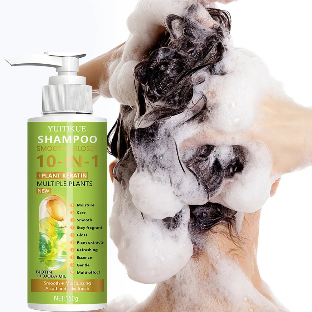 Yuitikue - shampoing à la kératine 10 en 1 avec formule de biotine et d'huile de jojoba - Rosalinaboutique